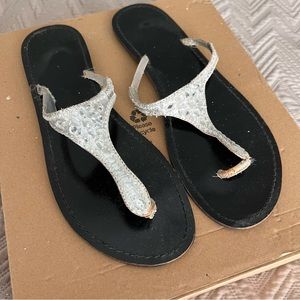 Silver Rhinestone Sandals - SIZE 9